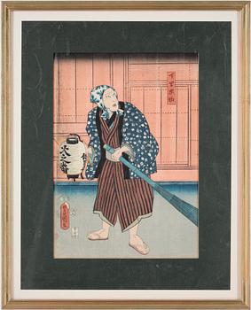 UTAGAWA KUNISADA KOCHORO, TOYOKUNI III, träsnitt, 2 st,