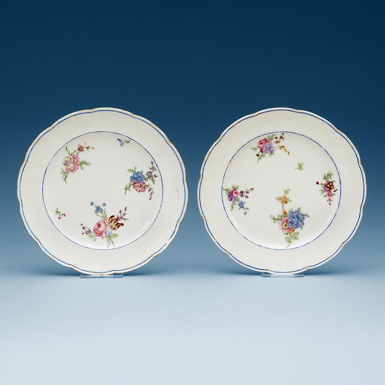 A pair of Sèvres plates, 18th Century.