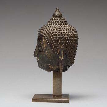BUDDHAHUVUD, brons. Thailand, troligen 1700-tal.
