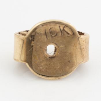 Earrings, a pair, 10K gold with opals.