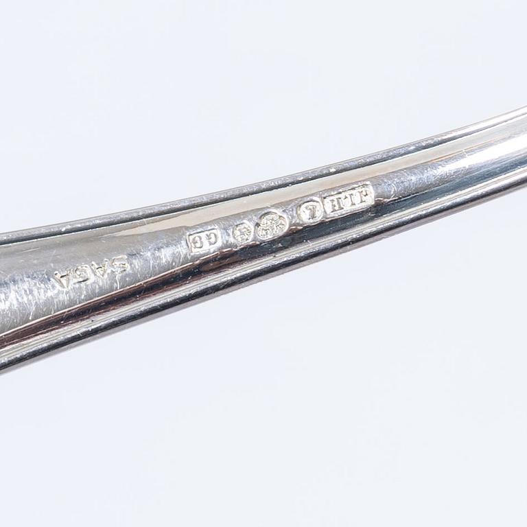 Bestickuppsättning, 87 delar, silver, modell "Saga", övervägande Skandia-Hultman, Stockholm, bl.a. 1960.