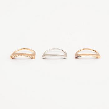 Theresia Hvorslev, Six 18K gold and white gold and silver rings set with round brilliant-cut diamonds.