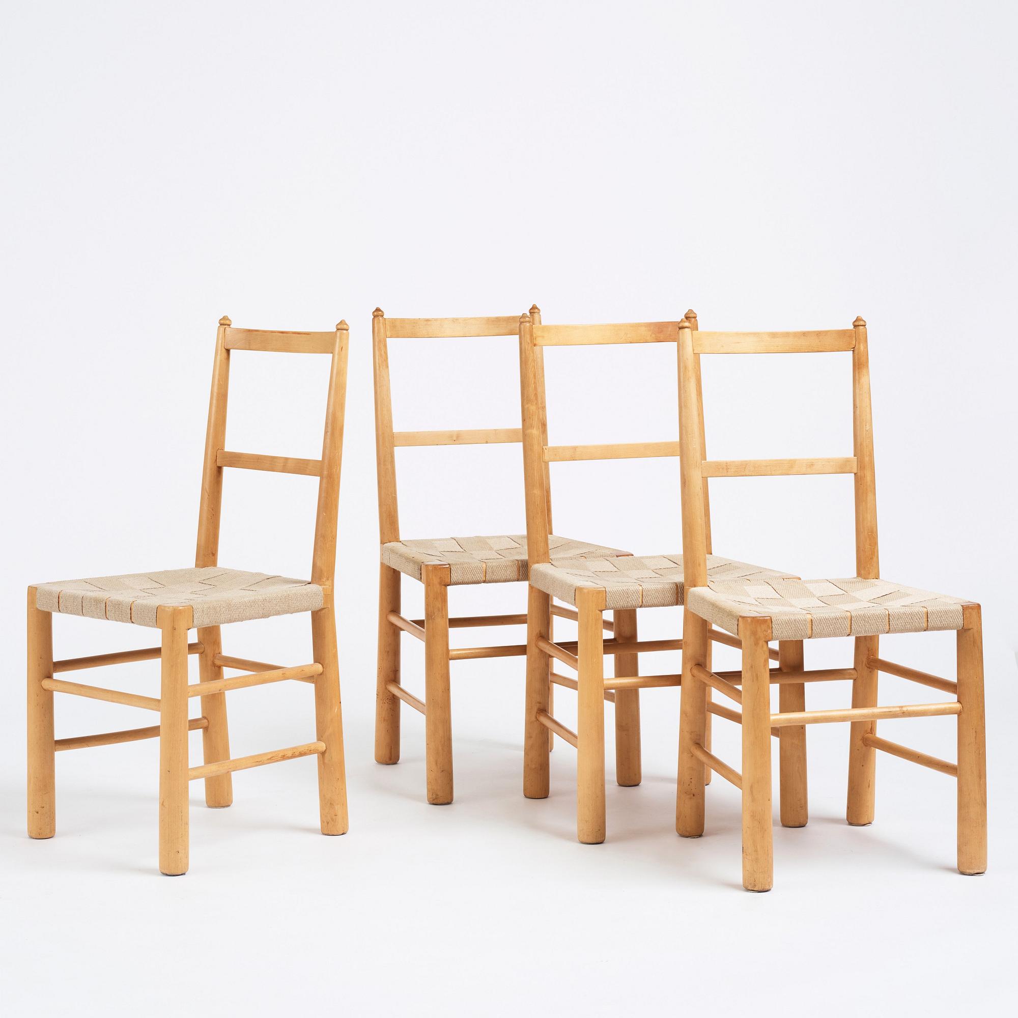 Gunnar Asplund, a set of four chairs for the Stockholm City Library, Nordiska Kompaniet ca 1928.