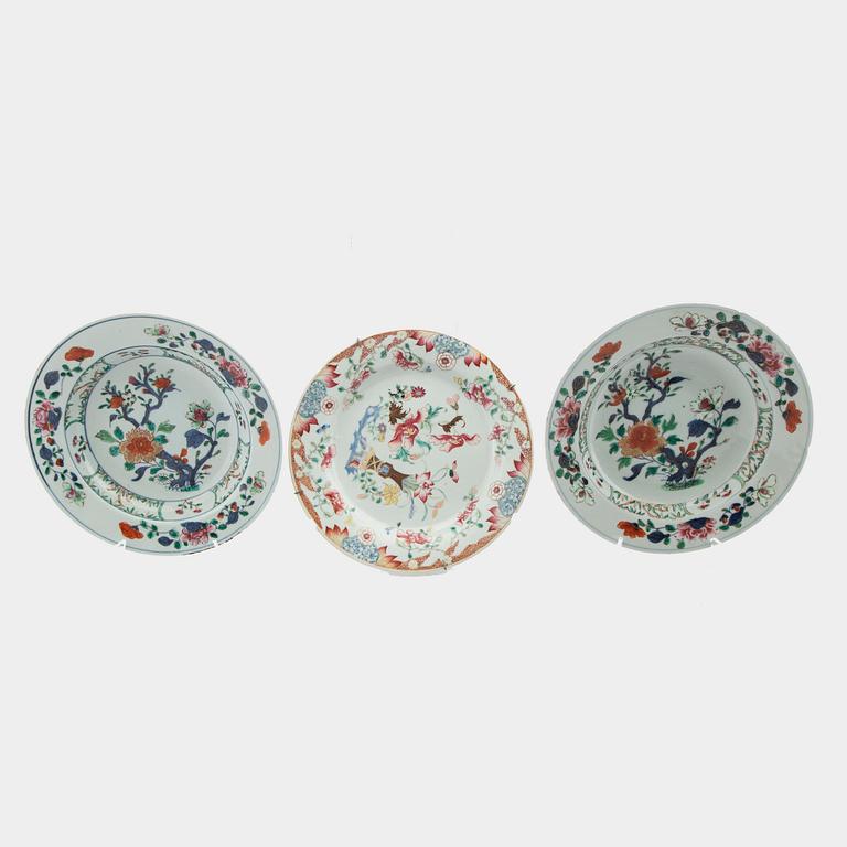 A set of six different 18th century porcelain plates.