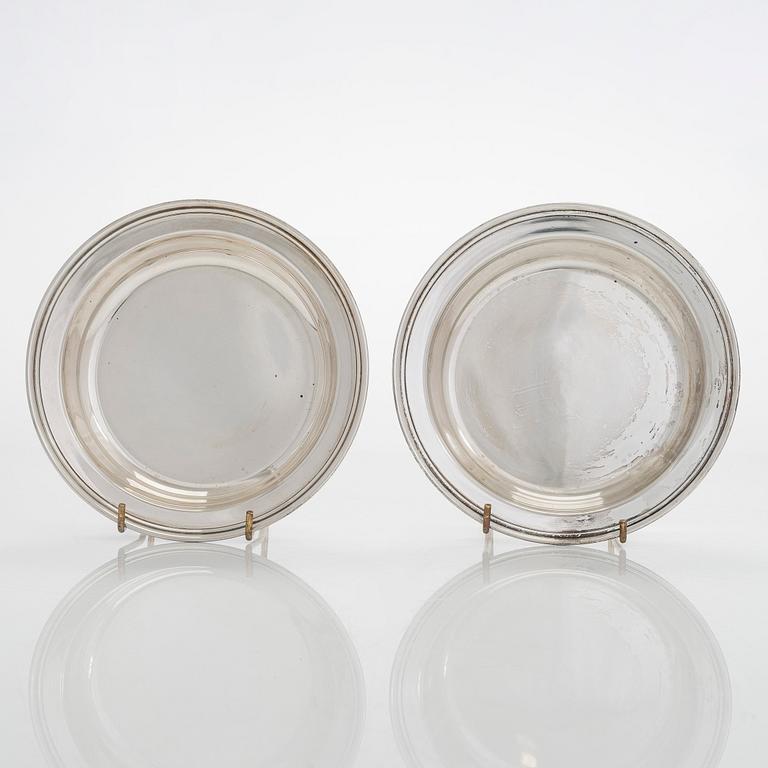 A pair of Danish sterling silver decanter coasters, maker's mark FB.