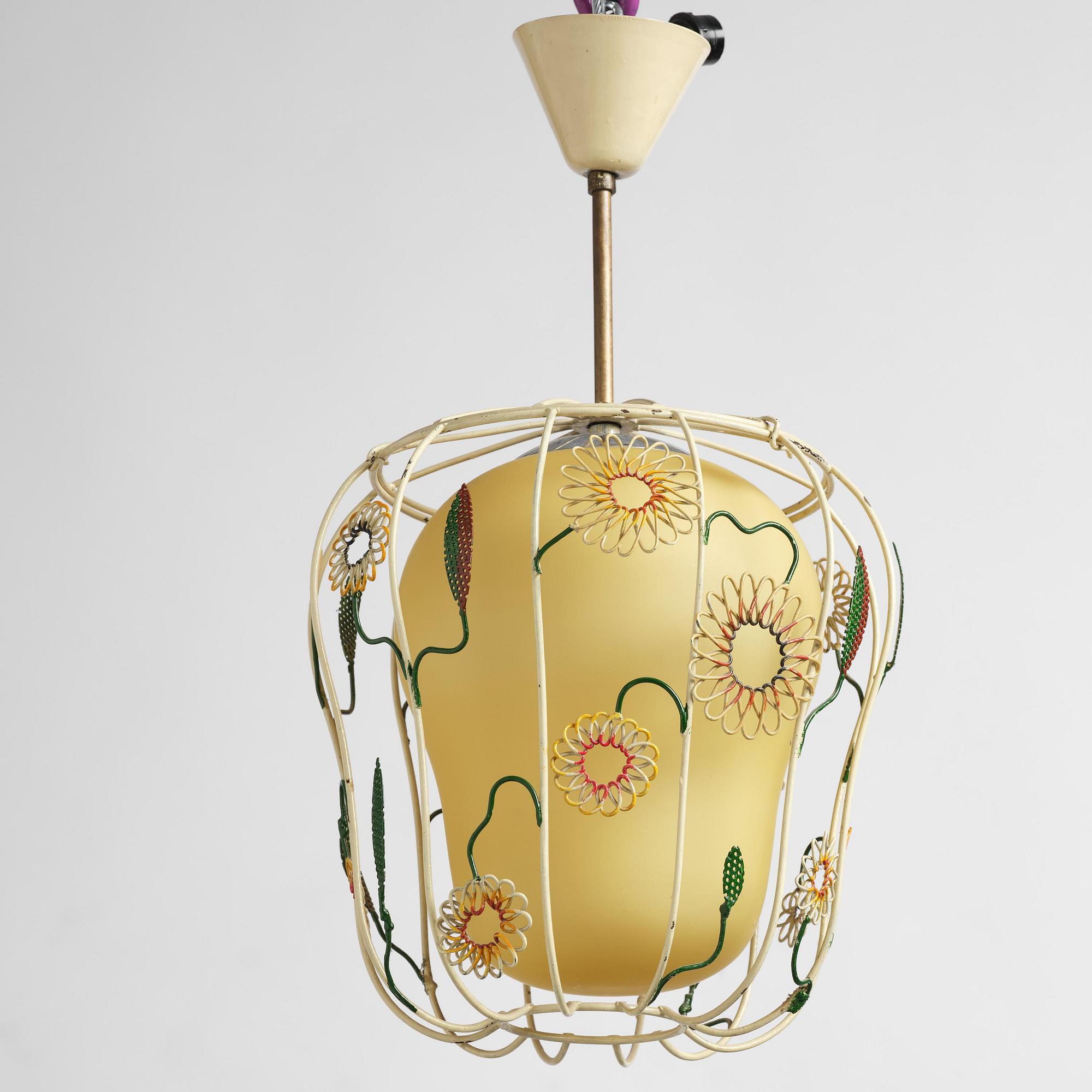 Ulla & Gunnar Eklöf, attributed to, a pair of Swedish Modern ceiling lamps, Corona Belysningskultur, Stockholm, 1940s.