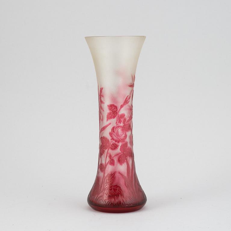 An early 20th century Art Nouveau glass vase, possibly Reijmyre, Sweden.
