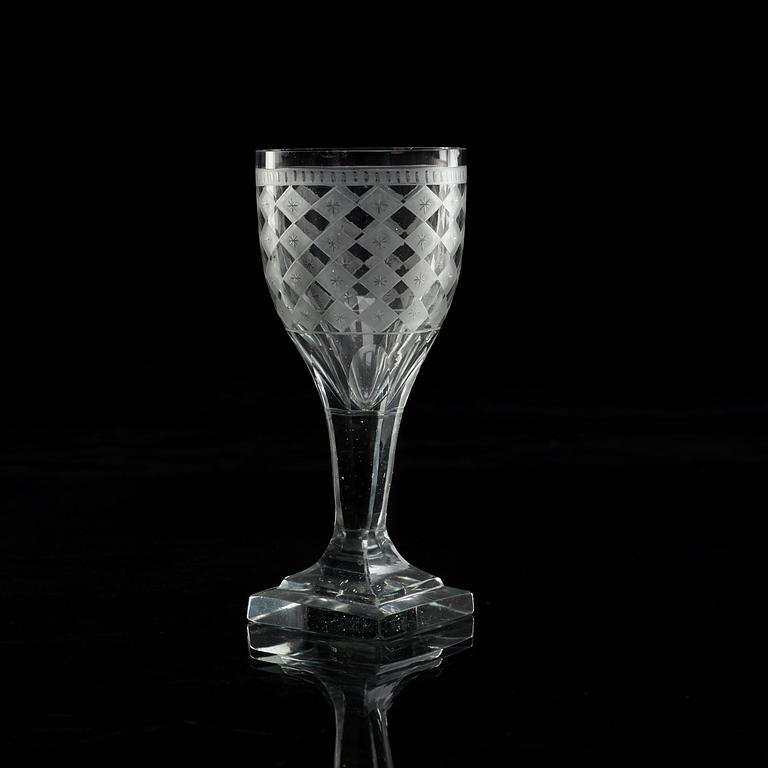 A set of 12 wine glasses, 19th century first half.