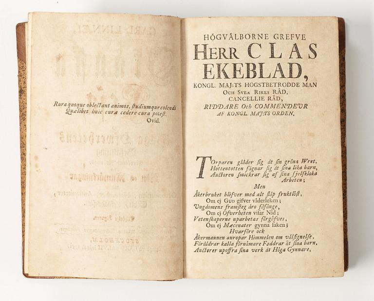 CARL VON LINNÉ (1707-1778), Carl Linnaei..Skånska resa på höga öfverhetens befallning förrättad år 1749..., Stockholm 1751.