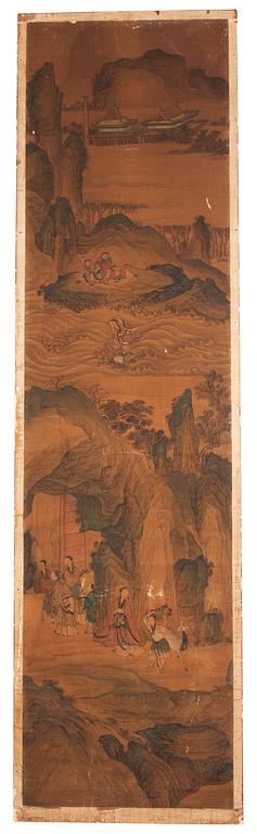 Paintings, 8 parts, depicting the eight immortals crossing the sea, late Qing Dynasty, 19th Century.