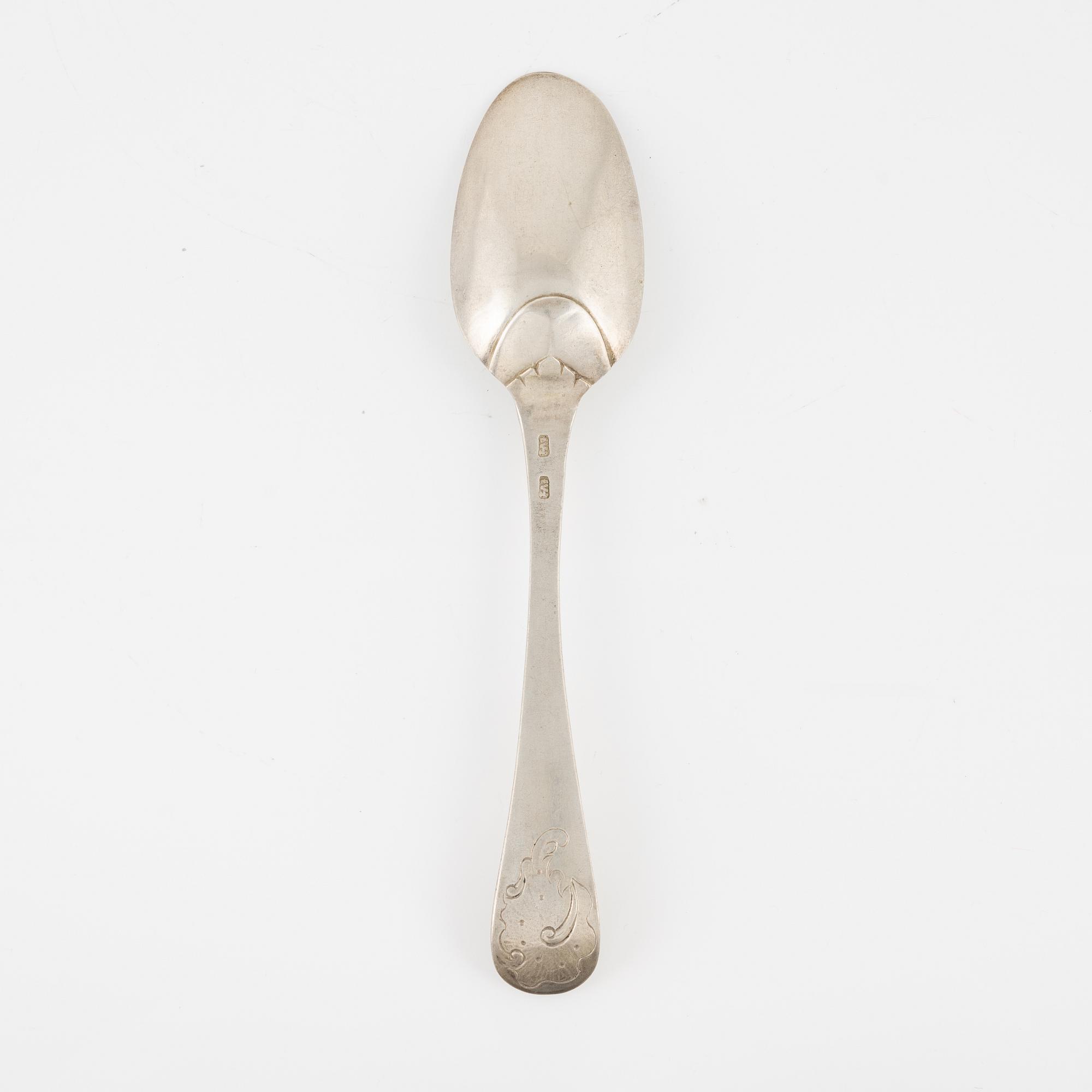 A set of twenty North-European silver rococo spoons, maker's mark IVH possibly for Jacob von Herberg .