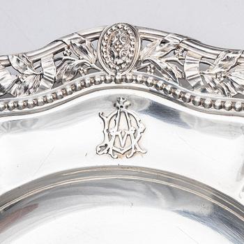 Three French silver plates, marks of Maison Odiot, Paris, France, second half of the 19th century.