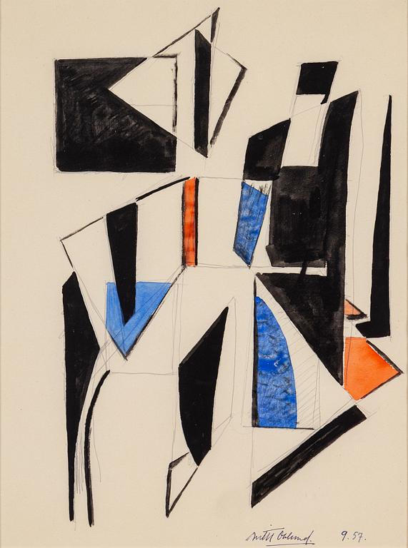 BERTIL ÖHLUND, watercolor and ink, signed and dated 9.57.