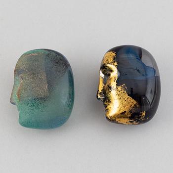Bertil Vallien, two glass sculptures 'Brains', Kosta Boda.