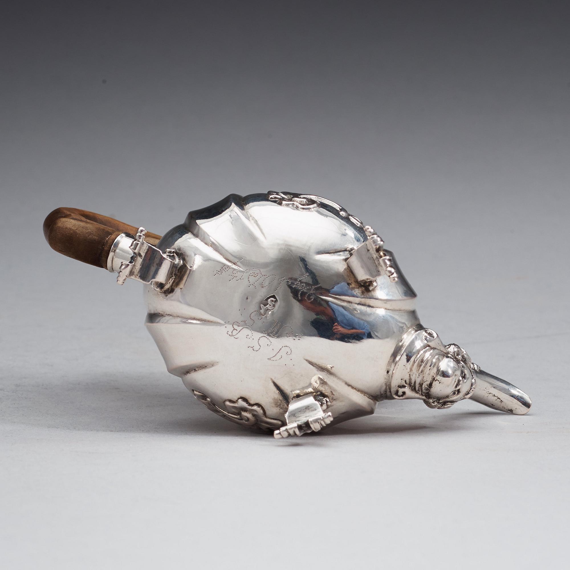 A Danish 18th century silver miniature tea-pot, marks of Jens Kjeldsen Sommerfeldt, Aalborg (1726-1767).