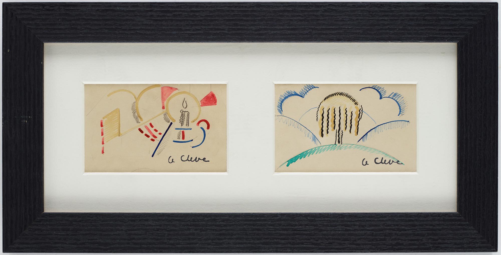Agnes Cleve, water colours, 2, framed together, 1916-17, signed.