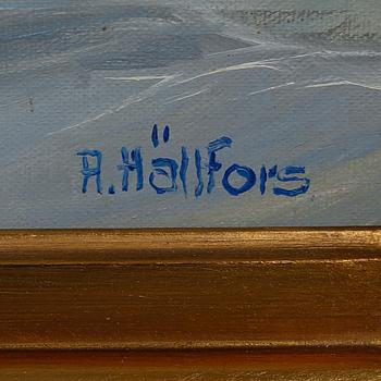 OKÄND KONSTNÄR, olja på duk, signerad A Hällfors.