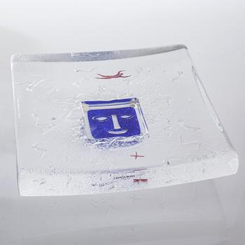 A signed Bertil Vallien glass object for Kosta Boda.