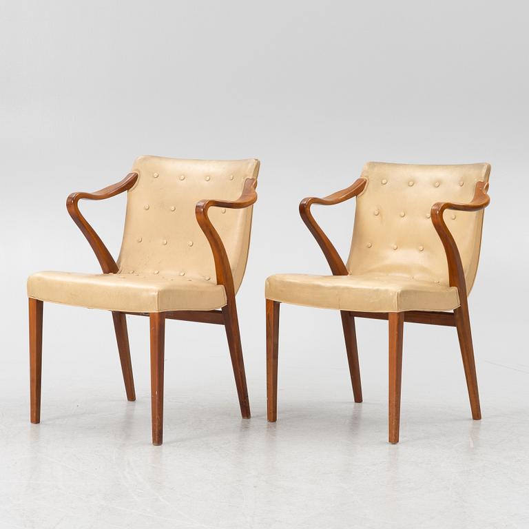 Axel Larsson, karmstolar, ett par, modell 1208, Svenska Möbelfabrikerna Bodafors.