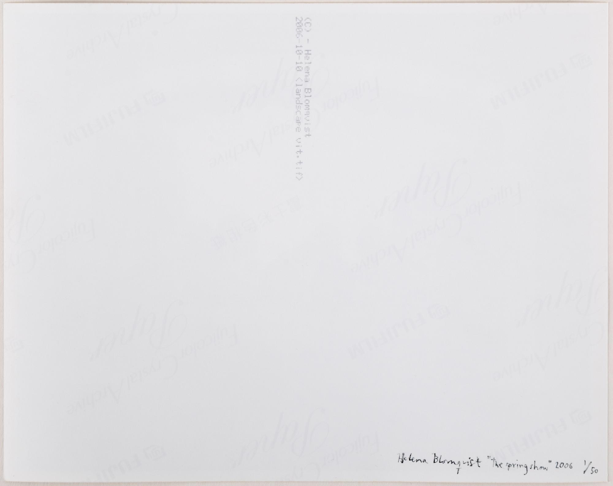 HELENA BLOMQVIST, photograph, signed a tergo and numbered 1/50. Book included in lot.