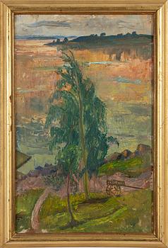 Maj Bring, Landscape with trees and cart.