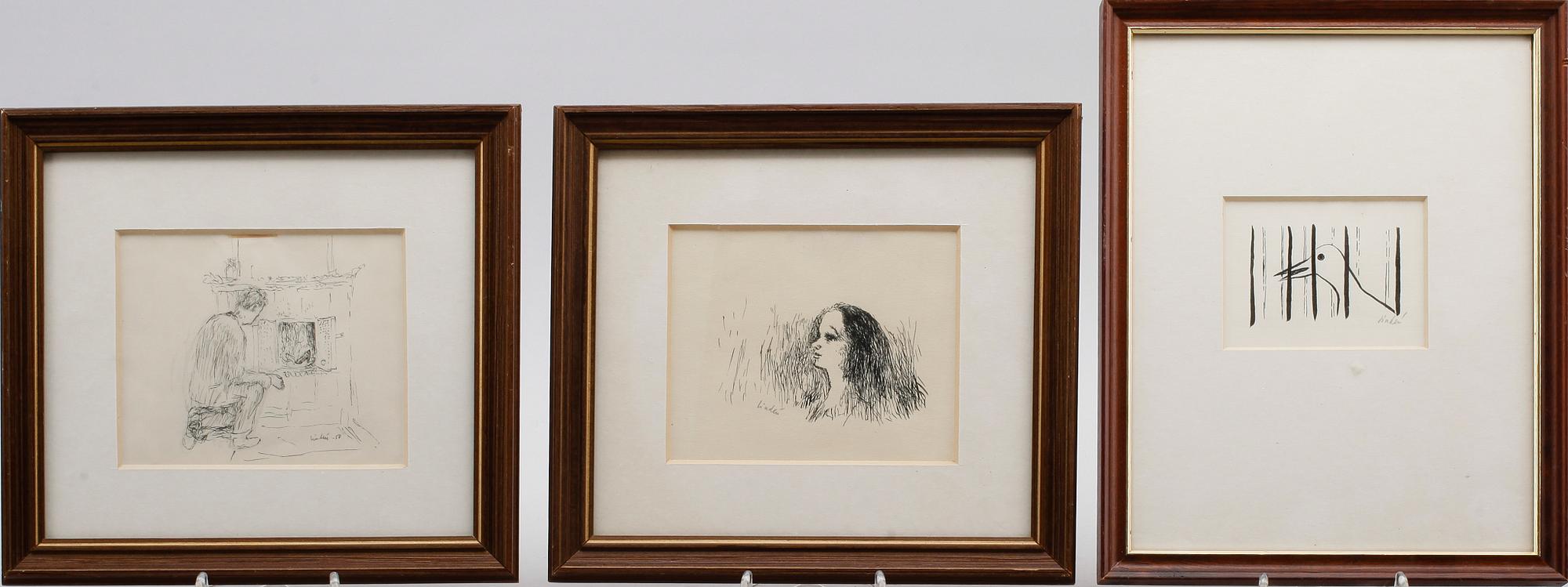 RAGNAR LINDEN,  Blyerts- och tuschteckningar, 11 st, signerade.