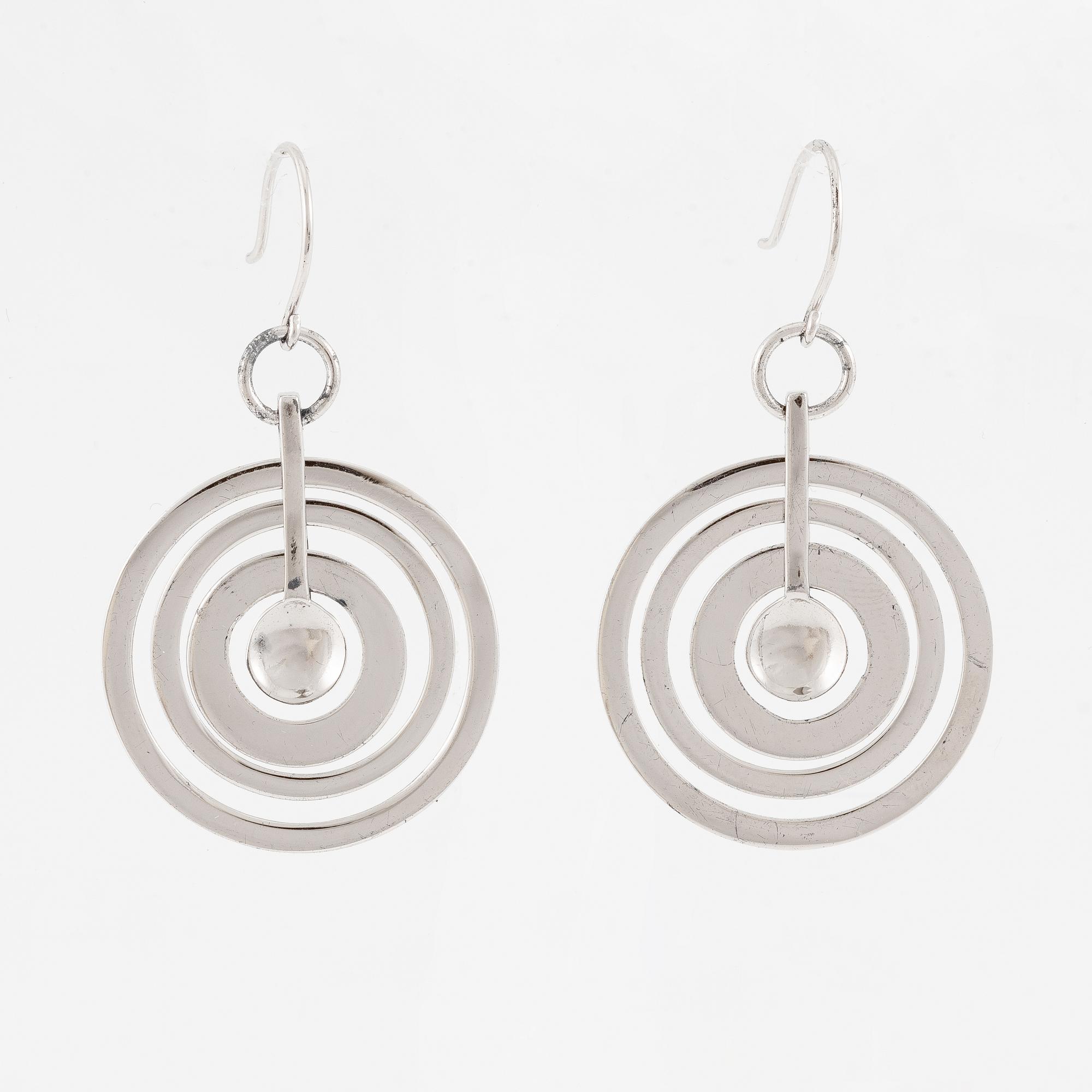 Tapio Wirkkala, a pair of earrings "Silvermoon", sterling silver, for Kultakeskus.