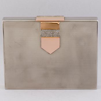 MAKE-UP VÄSKA, vitmetall, 18K guld, rosenslipade diamanter. Van Cleef & Arpels, Paris 1930-tal.