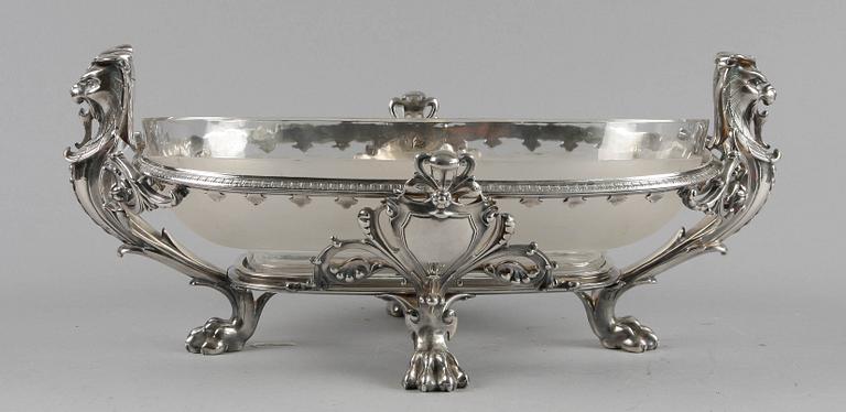JARDINIERE, vitmetall och glas, Christofle, Paris, Frankrike, omkring 1900.