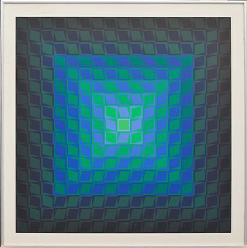 VICTOR VASARELY, färglitografi, signerad och numrerad 128/150.