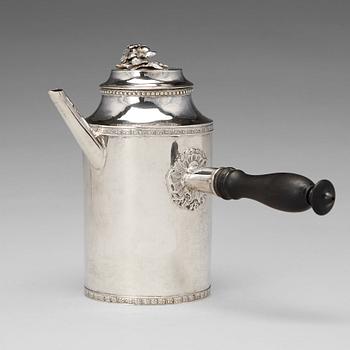 164. A Swedish Gustavian silver coffee-pot, mark of Erik Lemon, Uppsala 1782.