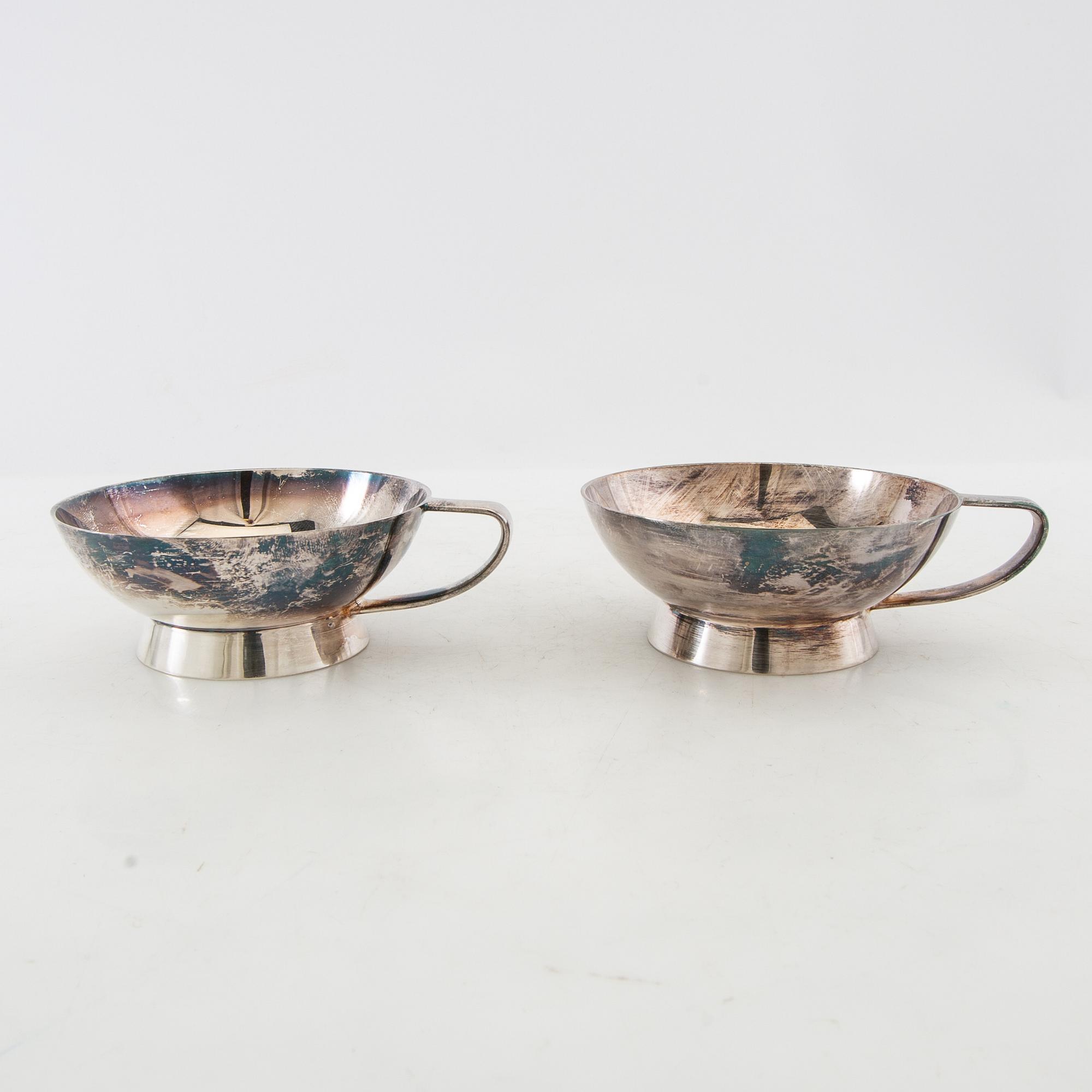 Coupe glasses 10 pcs, silver-plated, CR Carlström, mid-20th century.