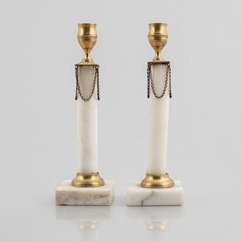 A pair of candlesticks, Gustavians style, 19th century.