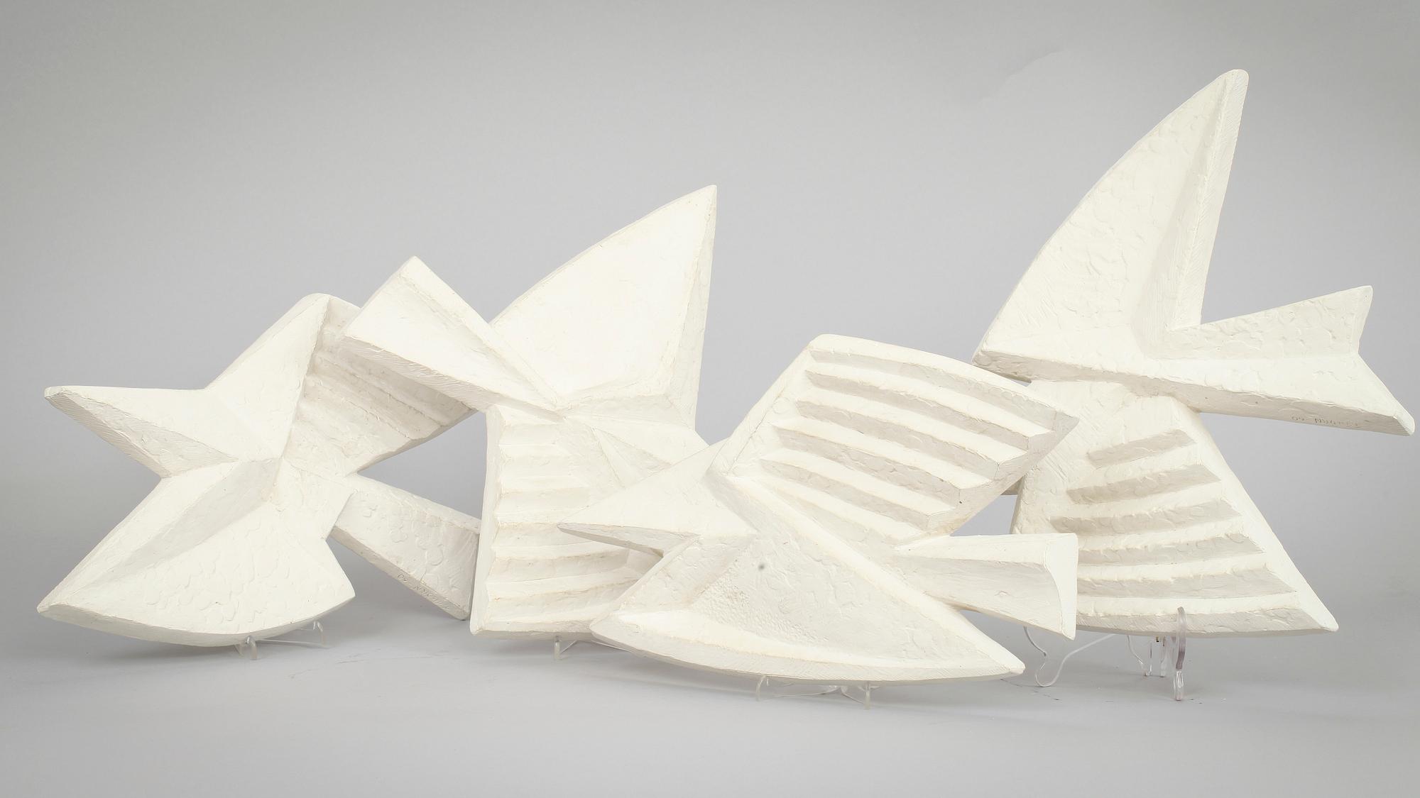 THURE THÖRN, 4 st, väggskulpturer, gips, sign, numr I-IIII och dat -60.