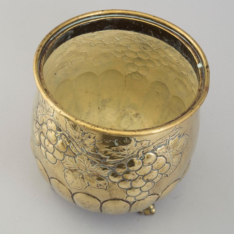 A 19th century brass flower pot.