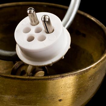 A mid 20th century brass and glass ceiling light. Height ca 67 cm.