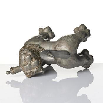 Anna Petrus, a pewter jug in the shape of a standing lion, Herman Bergman konstgjuteri, Stockholm, 1920s.