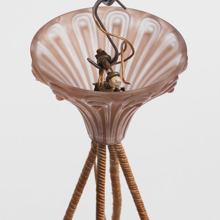 René Lalique, a "Dahlias" cast glass ceiling light, France 1920s-30s.