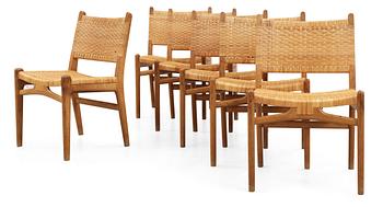 25. A set of six Hans J Wegner oak chairs by Carl Hansen & Son, Denmark.