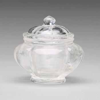 618. A Chinese rock crystal bowl with cover, 20th Century.