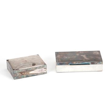 CIGARETTSKRIN, 2 stycken, silver, bland annat CG Hallberg Stockholm 1957.