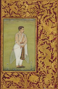 1073. Three Moghul paintings/album leafs, 19th century and early 20th century.