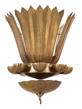 A Lars Holmström Swedish Grace brass chandelier, Arvika Sweden 1920's.