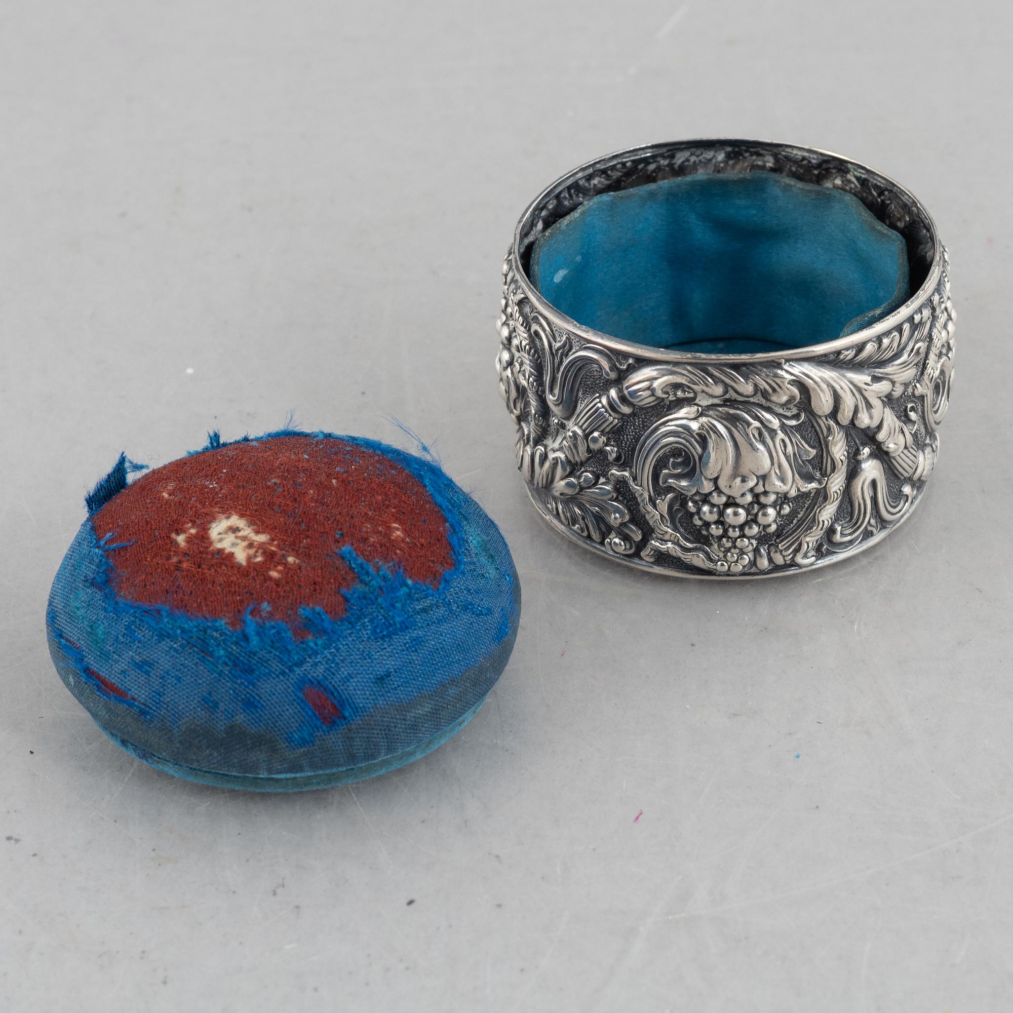 Tiffany & Co, a silver plated box with pin cushion lid.