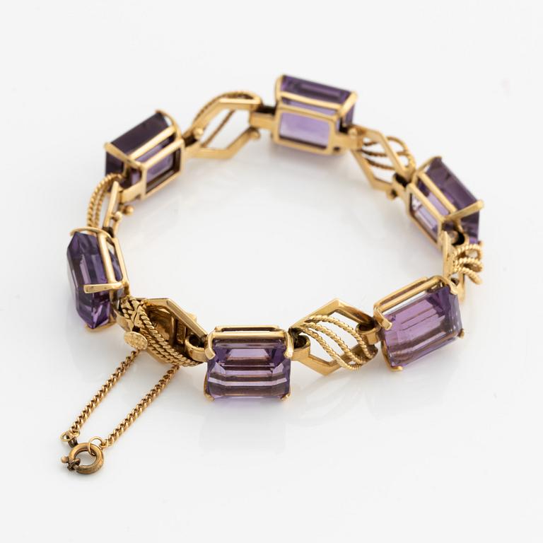 Bracelet, 18K gold with amethysts.