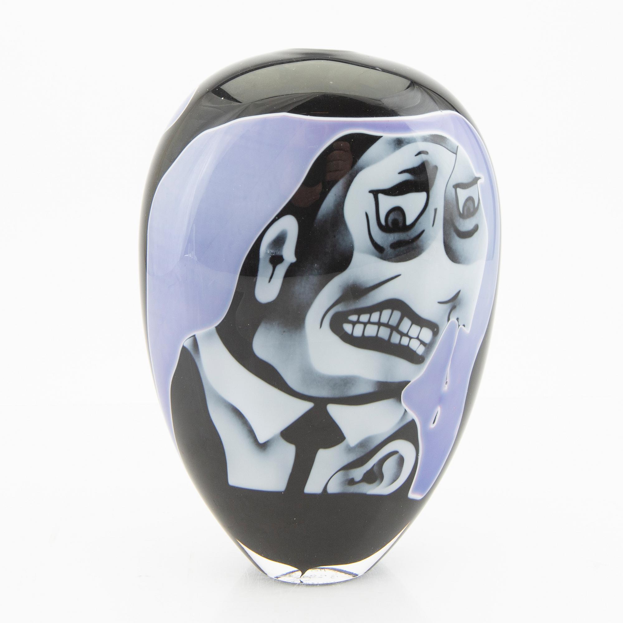 Peter Hermansson, a glass graal mini vase signed and dated Boda 2016.