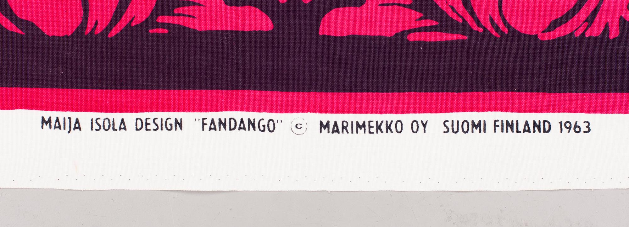 MAIJA ISOLA, tyg, "Fandango", Marimekko, 1963.