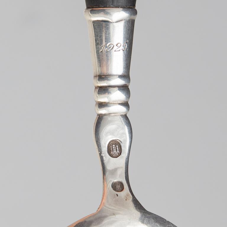 Two Silver Serving Spoons, including a Rococo-Revival spoon with mark PR Hinnerup, Denmark 1851.