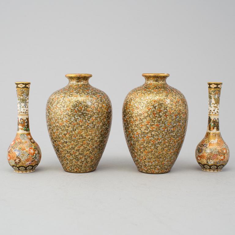 Four Japanese Satsuma miniature vases, first half of 20th Century.