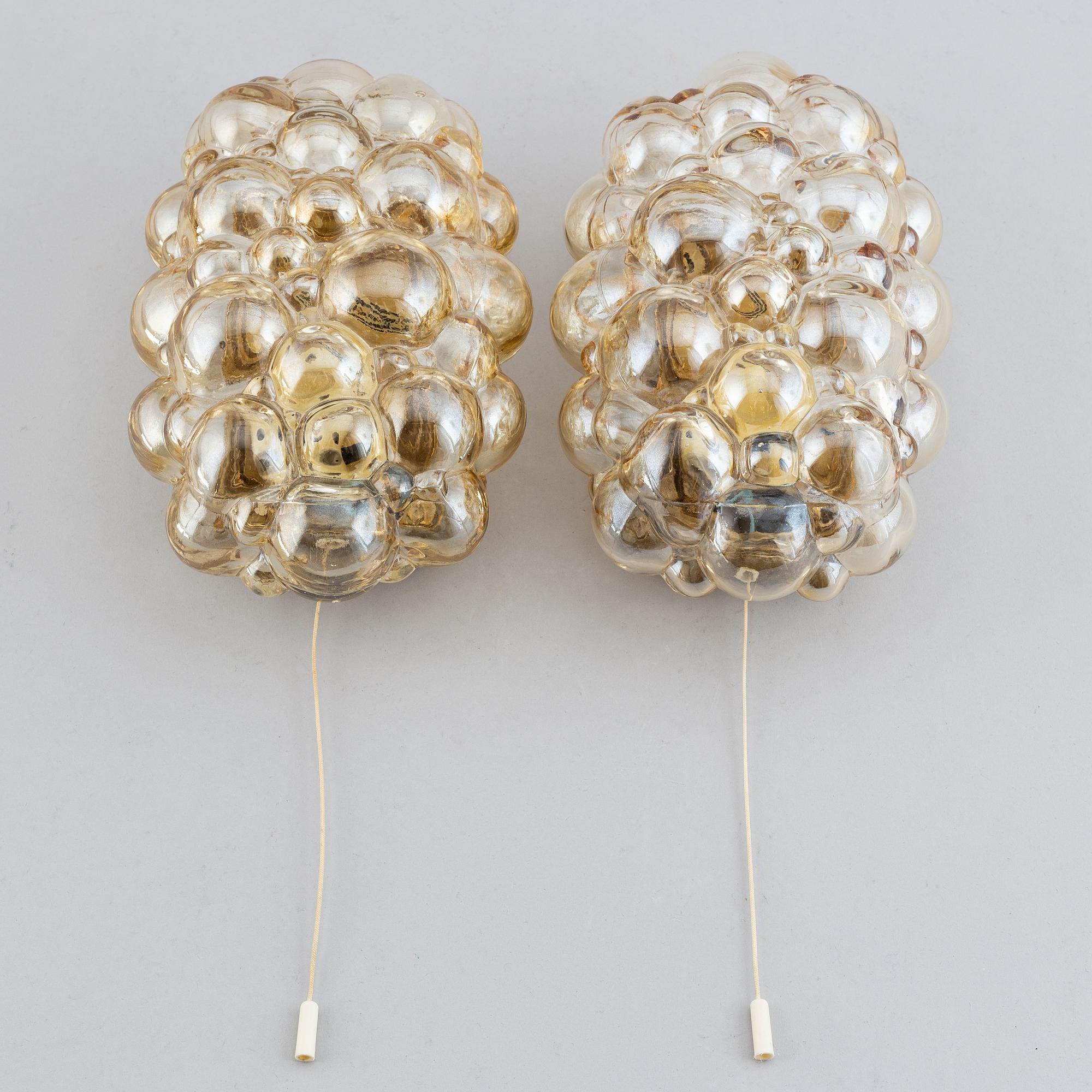 Helena Tynell, a pair of glass wall lights, Glashütte Limburg, Germany.